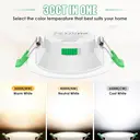 ALUSSO Spot encastré LED variable, 230 V, 68 mm, 7 W, ultra-plat, IP44, blanc chaud/neutre/froid et nickel brossé, pour salle de bains, cuisine, salon image 2