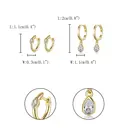 Ever Faith 5-Pair Gold Plated Earrings Set - Stud, Chain and Hoop Earrings Set image 4
