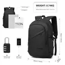 Kono Anti-Theft Water-Resistant Laptop Backpack with USB Charging Port, Travel Business School Bag for 15.6-inch Laptops (Black) image 1