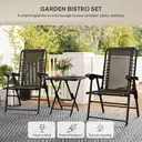 Outsunny 3 Pieces Garden Bistro Set, Folding Table and Chairs Set, Metal Garden Furniture Set with Cup Holders for Outdoor, Patio, Balcony, Black image 3
