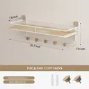 KAPANOU Floating Shelves with Coat Hooks Rail， Wall Mounted Natural Wood Grain Shelf for Bathroom， Bedroom， Living Room (White), New Year Sale , Top gift picks image 6