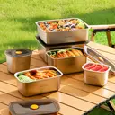 Maxcook 4pcs 316L Stainless Steel Food Container with Lids， Metal Food Container Bento Box， Snack Container set with Lid，Dishwasher & Freezer Safe  Rectangular 1600ml*4pcs MCFT9526, New Year Sale , Top gift picks image 3