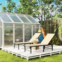 Outsunny 5 Pieces Cube Rattan Garden Furniture Set, Garden Dining Set with Wood-Plastic Table and 4 Armchairs, Space-Saving Rattan Table and Chairs with Removable Cushions for Patio, Beige image 6