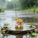 JU7CER 1pc Adorable Kitten-shaped Incense Holder Ceramic Aromatherapy Burner Creative Home Decor Ornamental Piece Home Zen Tea Ceremony Incense Burner Kung Fu Little Yellow Cat - Stick Incense image 4