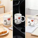 Alphynix 1pc Valentine's Day Gift Mug, 11oz Ceramic Cup with Girl Holding Red Heart Balloon, Romantic Gift for Her, Girlfriend, Wife, Anniversary image 5