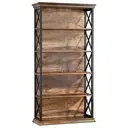 tribesigns 5-Tier Bookshelf, 180 cm Industrial-Style Bookshelf/Cabinet, Floorstanding 5-Tier Display & Storage Shelf, Tall Bookshelf for Home Office, Living Room, Bedroom, Brown & Black image 1