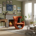 URBAN MEUBLE Fauteuil de salon design aspect requin-baleine, Tissu rouge brique, 66 x 69 x 76 cm image 6
