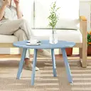 Outsunny Petite table basse ronde, table d'appoint avec patins antidérapants, cadre en métal, pour jardin, balcon, terrasse, salon, Ø 70 x 42 cm, bleu image 1