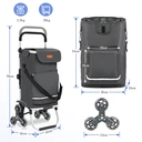 42L Shopping Trolley Stair Climber, 3-in-1 Trolley Shopping Cart Foldable, Hackenporsche Folding Foldable Shopping Trolley, Hackenporsche with Hooks, 6 Wheels & Large Capacity, Grocery Hauling Cart, Portable Shopping Aid, Spacesaving Cart, Gray image 2