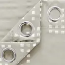 Deconovo Blackout Silver Foil Print Small Check Pair Curtains with 6 White Grommets, 2 Pieces, W97 cm x L114 cm, Light Beige image 3