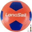 LONGSAIL Ballon de football en caoutchouc haute qualité Taille 3 Orange/Bleu image 0
