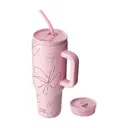 Bottle Bottle 40 oz Stainless Steel Vacuum Tumbler with Handle and Straw, Pink Flower image 0