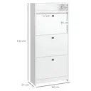 HOMCOM Narrow Shoe Cabinet with 3 Flip Doors, 14-18 Pairs Shoe Cupboard with Open Shelf for Slim Hallway and Entryway, 24 x 60 x 132 cm, White image 2