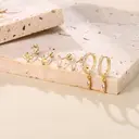 Ever Faith 3 - pair Dangle Huggie Earrings Set Dainty Hoop Spike and Stud Earrings with Cubic Zirconia image 6