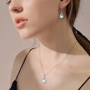 Ever Faith Cubic Zirconia Simulated Opal Necklace Earrings Set image 2