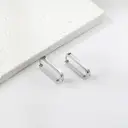 Silver Tone Stainless Steel Oval Hoop Earrings, 25.7mm Minimalist Geometric Huggie Hoops image 3