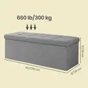 Ochama x SONGMICS Storage Chest, Storage Ottoman Bench, 38 x 110 x 38 cm, for Living Room, Bedroom, Entryway, Light Grey image 4