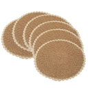 6pcs 38cm Round Placemats Non-slip Placemats Round，Papyrus semi-circular placemat Khaki inside, beige outside，Bohemian Style Table Mats for Kitchen Home Decoration Dining Room Festivals Wedding Party Hotel Farmhouse Family Gathering Table Decoration image 0