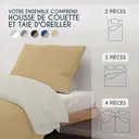 MENDALE Housse de couette  - Ensemble de literie de qualité supérieure - Housse de couette 140*200 cm avec taie d'oreiller 65*65 cm - Microfibre douce brossée - Blanc cassé et kaki image 5