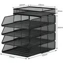 Senhoglb Bac à courrier format A4 à 4 niveaux, empilable avec porte-documents intégré, Noir, Offre spéciale Nouvel An, idées cadeaux image 1