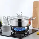 Stainless Steel Hot Pot with Glass Lid - 32cm image 0