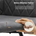 CLIPOP Faux Leather Dining Chairs, Set of 2, 360 °Swivel Upholstered Kitchen Chairs Armchair with Backrest and Metal Legs for Home Office Bedroom Living Room Lounge 0588 light grey 54.5*60*84 cm image 4