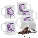 Alphynix 1pc 11oz White Mug with Celestial "Stay Wild Moon Child" Quote & Purple Crystal Moon Design, Mystical Zodiac Christmas or Thanksgiving Gift image 0