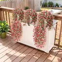 4Pcs 29.5in/75cm
Artificial Faux Hanging Flowers Plants for Outdoor Decor Outside Fake Mums Violets with Eucalyptus Realistic Daisy Trailing Vines for Yard Balcony Porch Decor(red&pink) image 5