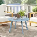 Outsunny Petite table basse ronde, table d'appoint avec patins antidérapants, cadre en métal, pour jardin, balcon, terrasse, salon, Ø 70 x 42 cm, bleu image 8