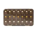 JORDAN&JUDY Portable Sealed Weekly Pill Organizer Large Capacity Pill Dispenser Pill Storage Box 21 Compartments-Brown image 0