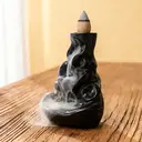 JU7CER 1PC Ceramic Backflow Incense Burner - Lotus Leaf Design, Backflow Waterfall Incense Holder with Wooden Sticks - Classic Style, Ideal for Christmas Home Decoration and Floor Display, Incense Insert image 4