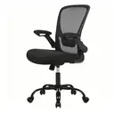 Ochama x SONGMICS Chaise de bureau, Pivotante, en Maille, Ergonomique, Support lombaire Rembourré, Accoudoirs Pliants, Noir image 1