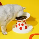 ZEZE Red Polka Dot Ceramic Pet Bowl, 165*165*140mm Food Water Bowl (Large) image 1