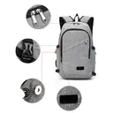 Smart Travel Backpack for 15.6” Laptop with USB Port, Lightweight Anti-Theft Daypack for Work, Study & Daily Commute (Grey) image 1