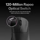 RAPOO VT3 MAX Wireless Gaming Mouse， True 8K Wireless Polling Rate， 53g Lightweight， Up to 750 Hr Battery， Nordic nRF54L15 MCU， 120-Million Optical Switch， 10 Programmable Buttons， Macro Enabled - Black image 3