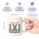 Alphynix 1 Mug Joyeuses Pâques, tasse à café céramique 33cl avec lapins à motif carreaux et petits derrières roses, cadeau moderne funky pour ados, adultes,Le cadeau de la saint-valentin, cadeau d’anniversaire image 7