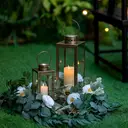 Lanterne décorative à suspendre en métal et verre vintage or - 35 cm image 6