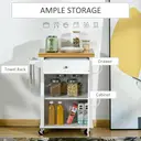 HOMCOM Kitchen Cart Storage Trolley Wooden Cabinet with Drawer Cupboard Towel Rail White image 3