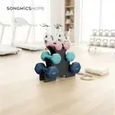 SONGMICSHOME  Dumbbell Set with Stand, Hand Weights Set for Home, 1 kg/2 kg/3 kg, Vinyl Coated, Pink, Aqua, and Blue image 4