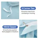 MEEALLHOME Parure de lit en flanelle lavée bleu - 1 housse 200 x 200 cm et 2 taies 65 x 65 cm image 6