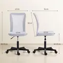 Vinsetto Armless Swivel Computer Desk Chair,  Ergonomic Office Chair with Mesh Bac Padded Seat, Adjustable Height and Rolling Wheels, Space Saving for Home Work Study, White image 2