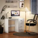 HOMCOM Computer Desk with Drawers, Dressing Table, High Gloss Home Office Writing Workstation, White image 6