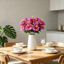 Yuejia Lot de 3 bouquets de fleurs artificielles en soie hibiscus tropical fuchsia - 45 cm image 5