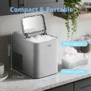 COMFEE' RCI12GY1EU(E) Machine à glaçons, 8 glaçons en 6 min., 12 kg/24 h, réservoir d’eau 1,3 L, fonction d’autonettoyage, format compact, pelle et bac inclus pour la maison - Gris image 2