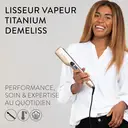 SAINT ALGUE Demeliss Titanium - Lisseur Vapeur Professionnel à Plaques Titane, Hydratation Intense, Or image 9