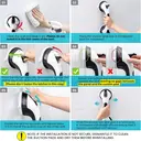 TAILI Poignées de douche pour personnes âgées à ventouse, lot de 2 barres d'appui de douche de 12 pouces pour seniors, barres d'appui pour baignoires et douches, poignée de sécurité amovible sans perçage, Noir image 4