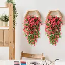 Yuejia 2PCS 30.7in/78cmArtificial Fake Hanging Flowers Plants for Outdoor Spring Summer Decoration, Faux Silk Violet Look Real Trailing Vines for Outside Home Planter Porch Patio(Rose Red) image 0