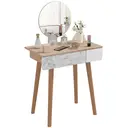 HOMCOM Dressing Table with Drawer and Mirror height adjustable Wooden Oak Color  Bedroom Dressing Room Elegant and Durable image 0