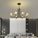 Homary 8-Light Sputnik Chandelier in Black & Gold Globe Glass Shade Included image 1