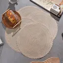 6 pieces, round 38cm woven placemats with outer ring three-strand placemat  Milk coffee, anti-slip polyester Nordic placemats, suitable for home, kitchen, and dining table use, perfect for holiday parties, birthdays, weddings, and dinners image 3